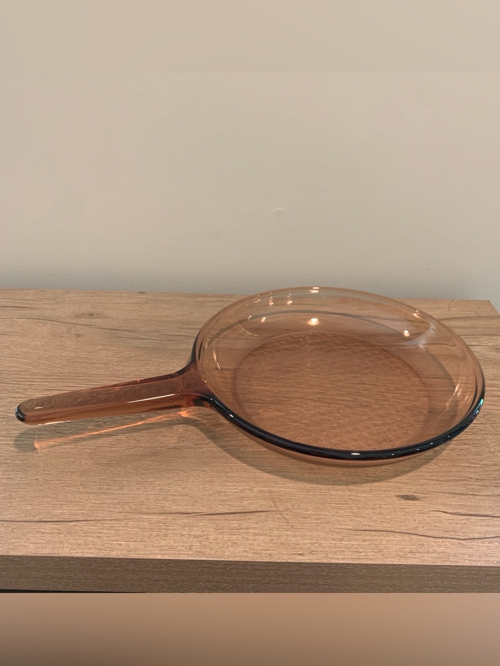 Vintage Vision Corning Amber Glass 10” Skillet Fry Pan Waffle Bottom Made France